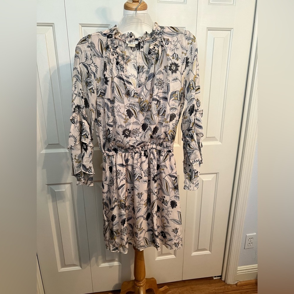 EUC Shoshanna Pale Pink Floral A-Line Silk Dress Size 0 - Picture 4 of 11